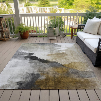 Machine Washable Indoor/Outdoor Chantille ACN2043 Brown 9' x 12' Rug
