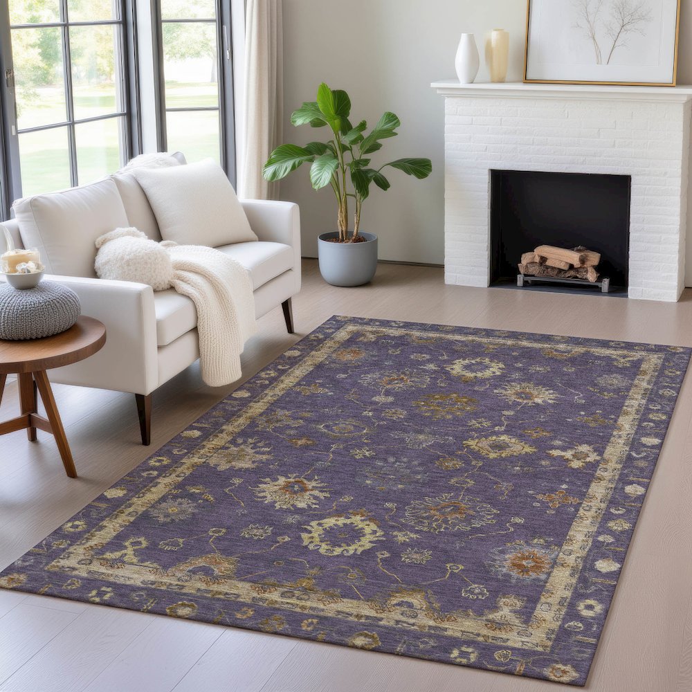 Machine Washable Indoor/Outdoor Chantille ACN2045 Eggplant 9' x 12' Rug