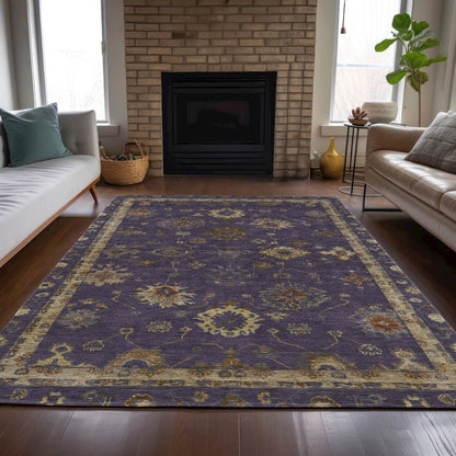 Machine Washable Indoor/Outdoor Chantille ACN2045 Eggplant 9' x 12' Rug
