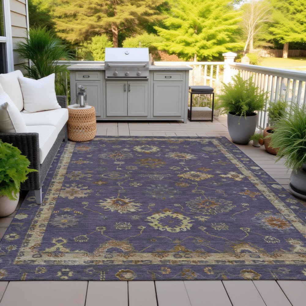 Machine Washable Indoor/Outdoor Chantille ACN2045 Eggplant 9' x 12' Rug
