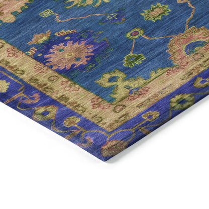 Machine Washable Indoor/Outdoor Chantille ACN2046 Blue 5' x 7'6" Rug