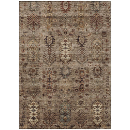 Machine Washable Indoor/Outdoor Chantille ACN2047 Brown 9' x 12' Rug