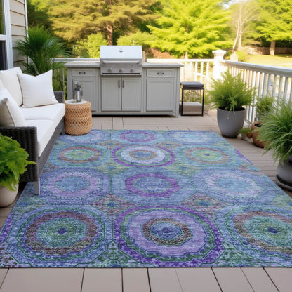 Machine Washable Indoor/Outdoor Chantille ACN2049 Blue 9' x 12' Rug