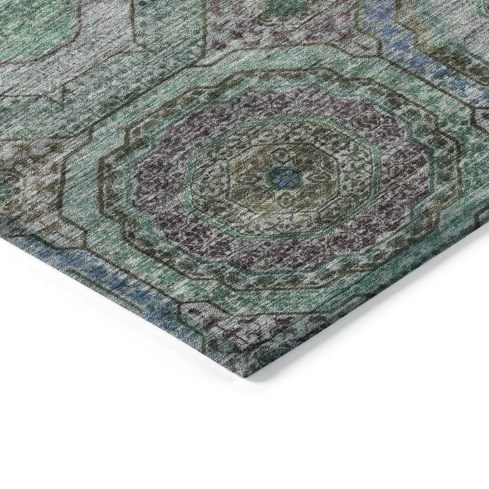 Machine Washable Indoor/Outdoor Chantille ACN2049 Green 5' x 7'6" Rug