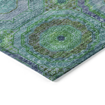 Machine Washable Indoor/Outdoor Chantille ACN2049 Teal 5' x 7'6" Rug
