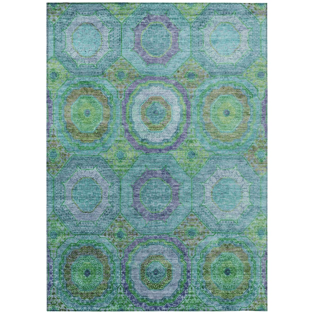 Machine Washable Indoor/Outdoor Chantille ACN2049 Teal 9' x 12' Rug