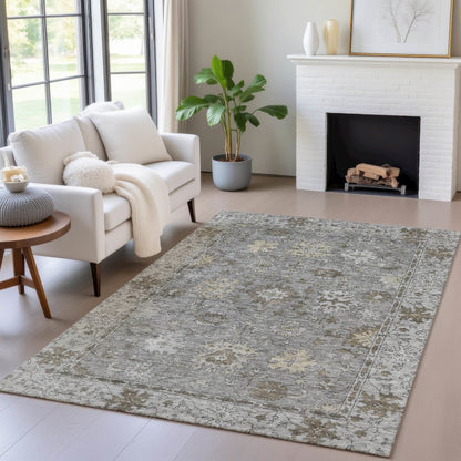 Machine Washable Indoor/Outdoor Chantille ACN2051 Pewter 9' x 12' Rug