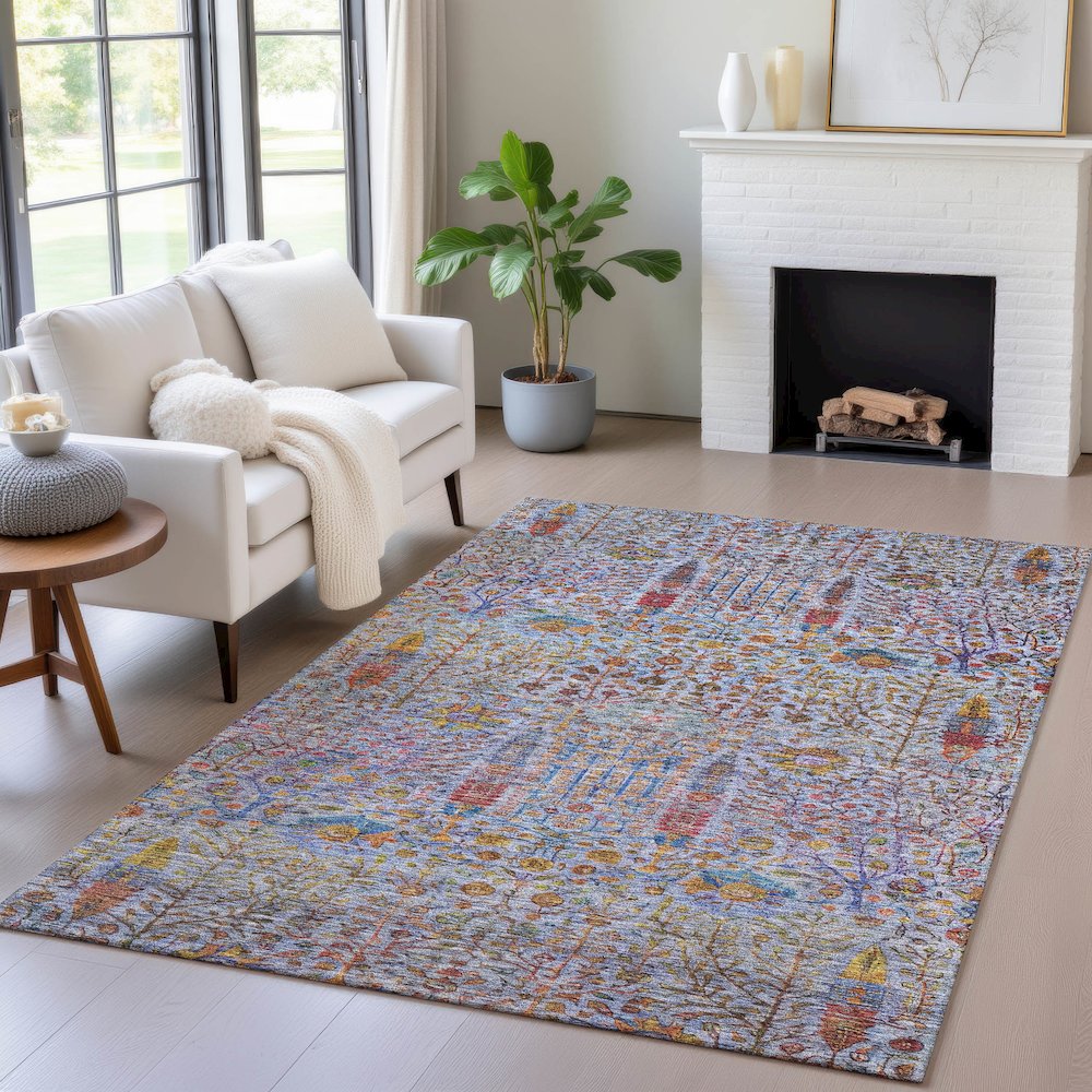 Machine Washable Indoor/Outdoor Chantille ACN2053 Blue 9' x 12' Rug