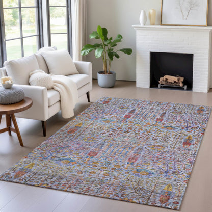 Machine Washable Indoor/Outdoor Chantille ACN2053 Blue 9' x 12' Rug