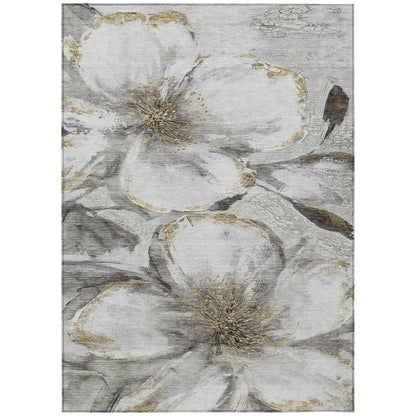 Machine Washable Indoor/Outdoor Chantille ACN2055 Silver 9' x 12' Rug