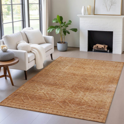 Machine Washable Indoor/Outdoor Chantille ACN2060 Copper 9' x 12' Rug