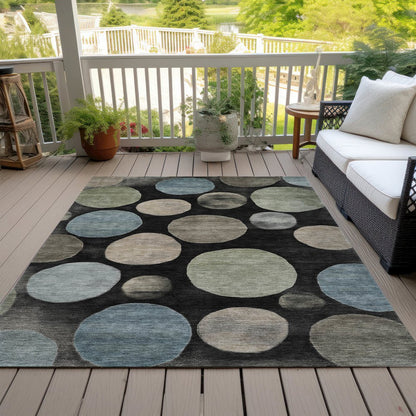 Machine Washable Indoor/Outdoor Chantille ACN2062 Black 9' x 12' Rug