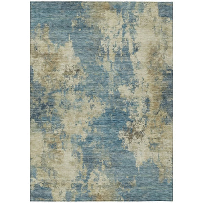 Machine Washable Indoor/Outdoor Chantille ACN2066 Blue 9' x 12' Rug