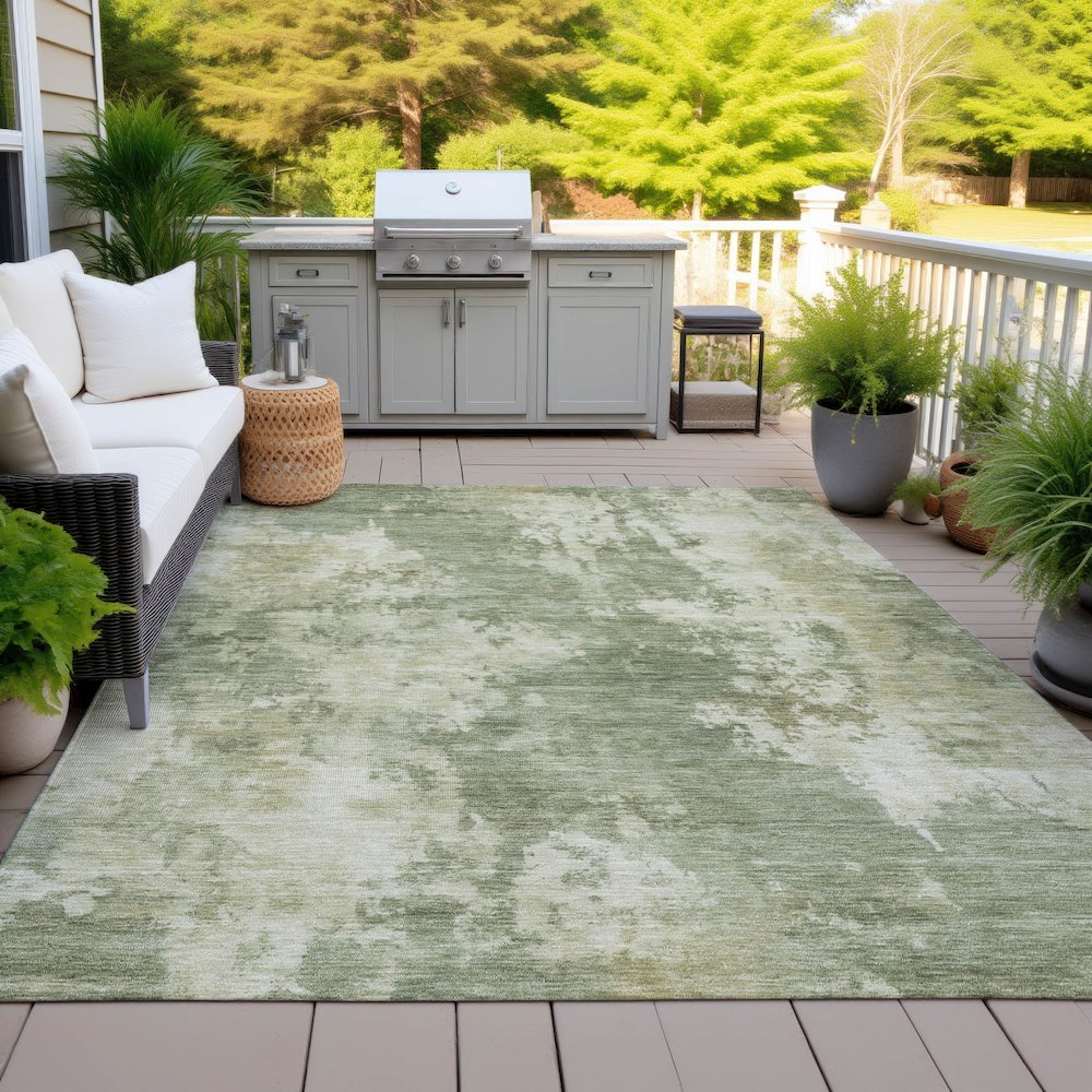 Machine Washable Indoor/Outdoor Chantille ACN2066 Sage 9' x 12' Rug