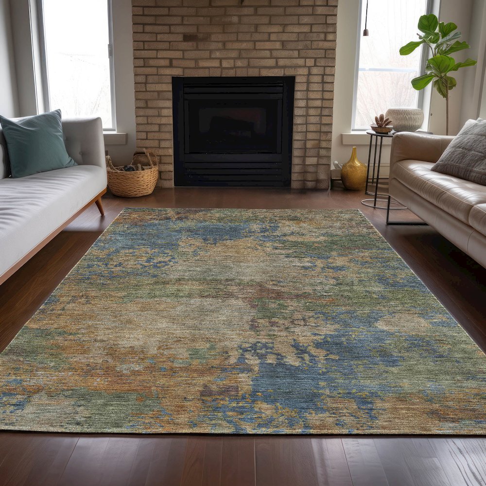 Machine Washable Indoor/Outdoor Chantille ACN2067 Denim 9' x 12' Rug