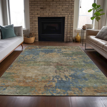 Machine Washable Indoor/Outdoor Chantille ACN2067 Denim 9' x 12' Rug