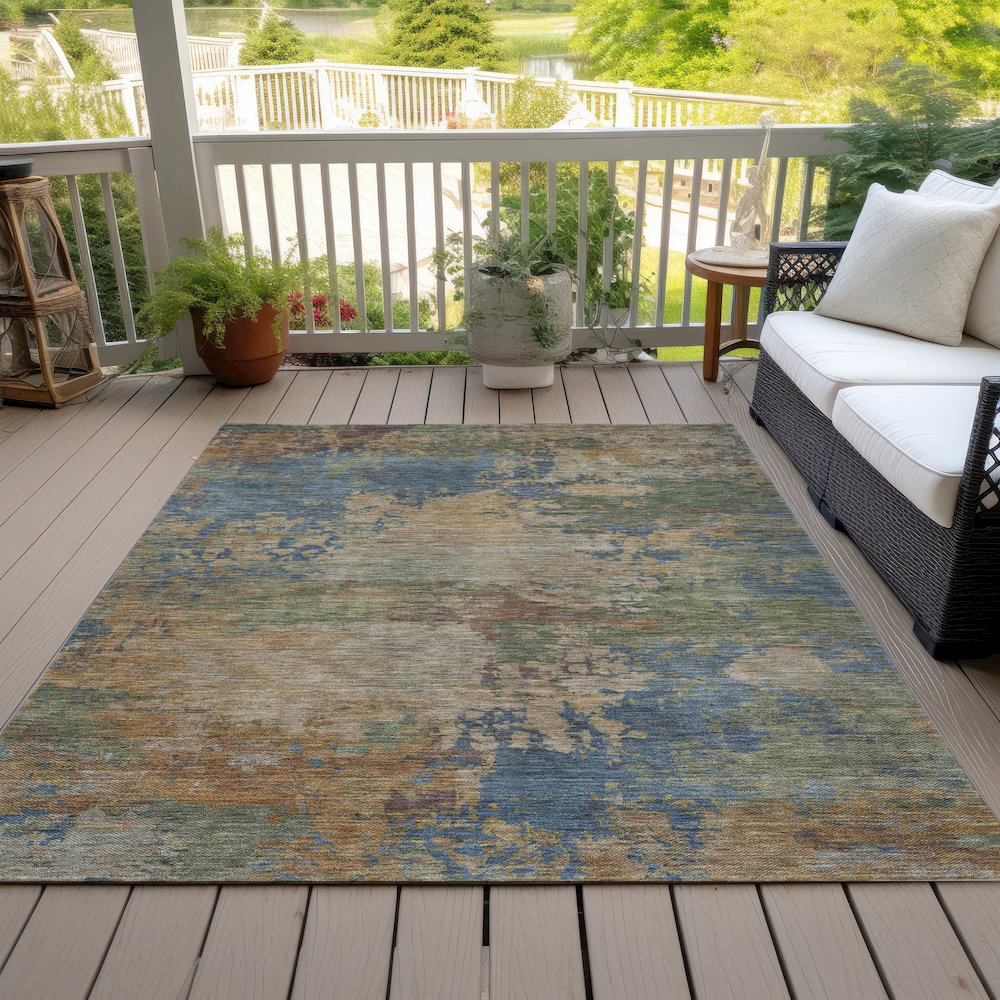 Machine Washable Indoor/Outdoor Chantille ACN2067 Denim 9' x 12' Rug