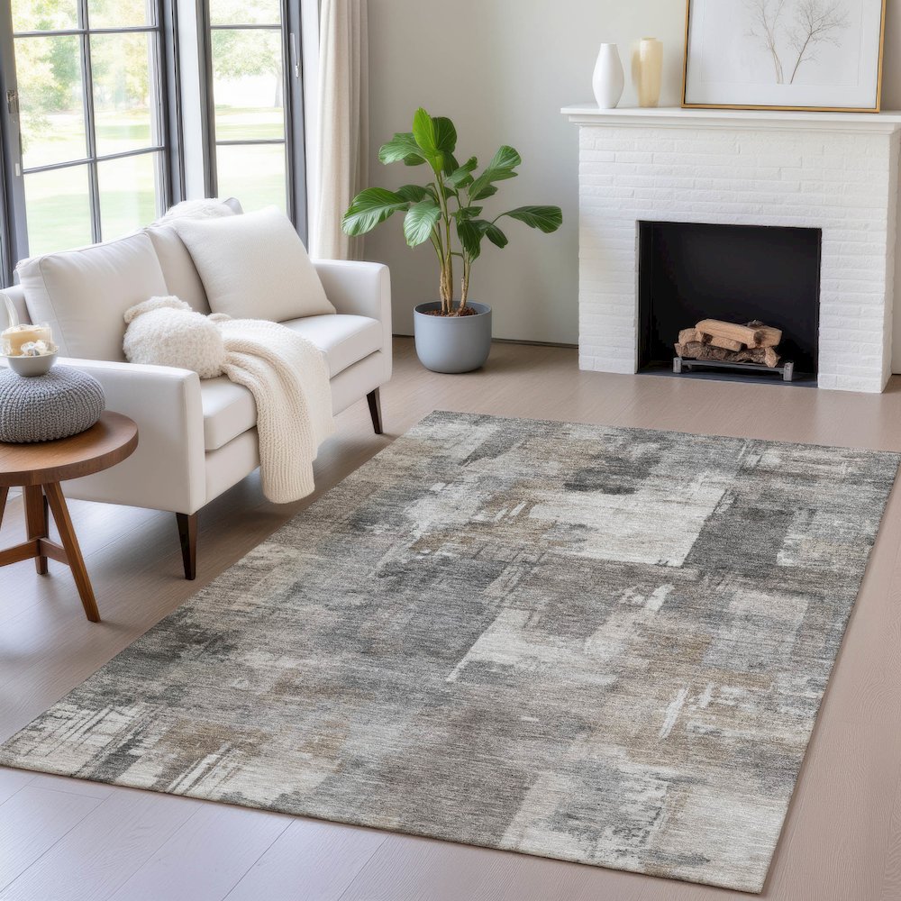 Machine Washable Indoor/Outdoor Chantille ACN2069 Pewter 9' x 12' Rug