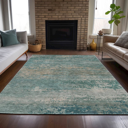Machine Washable Indoor/Outdoor Chantille ACN2071 Aqua 9' x 12' Rug