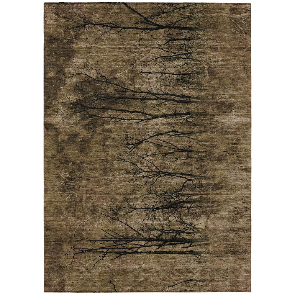 Machine Washable Indoor/Outdoor Chantille ACN2083 Brown 9' x 12' Rug