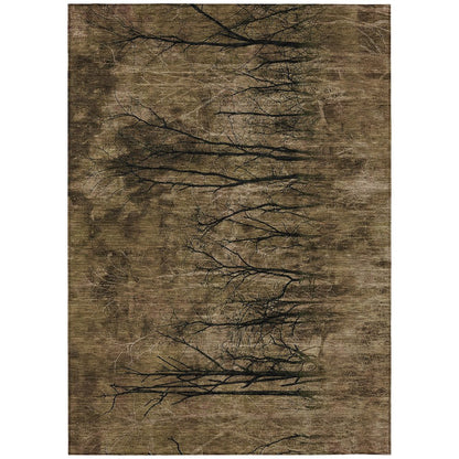 Machine Washable Indoor/Outdoor Chantille ACN2083 Brown 9' x 12' Rug