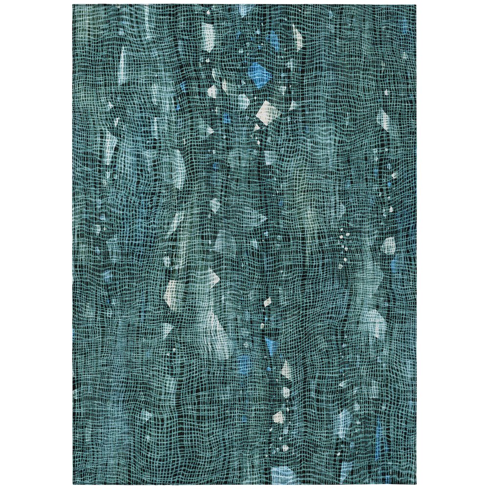Machine Washable Indoor/Outdoor Chantille ACN2092 Teal 9' x 12' Rug