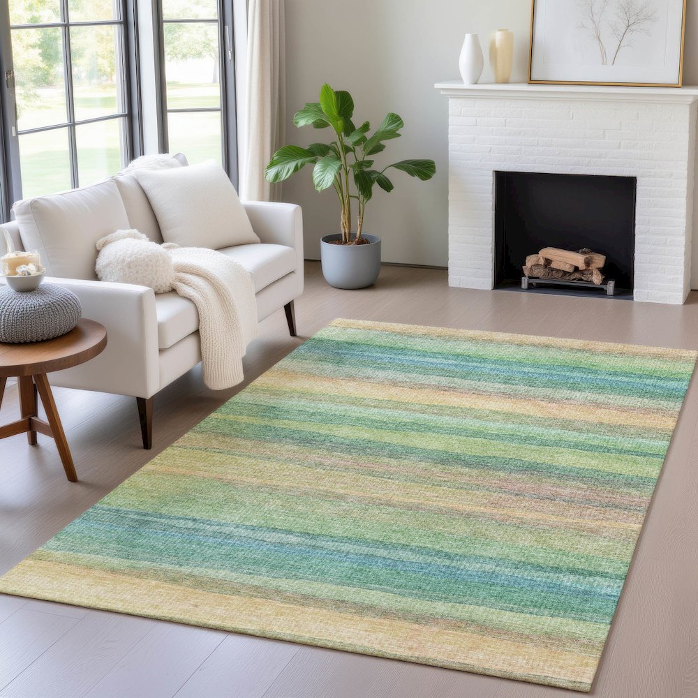 Machine Washable Indoor/Outdoor Chantille ACN2093 Aloe 9' x 12' Rug