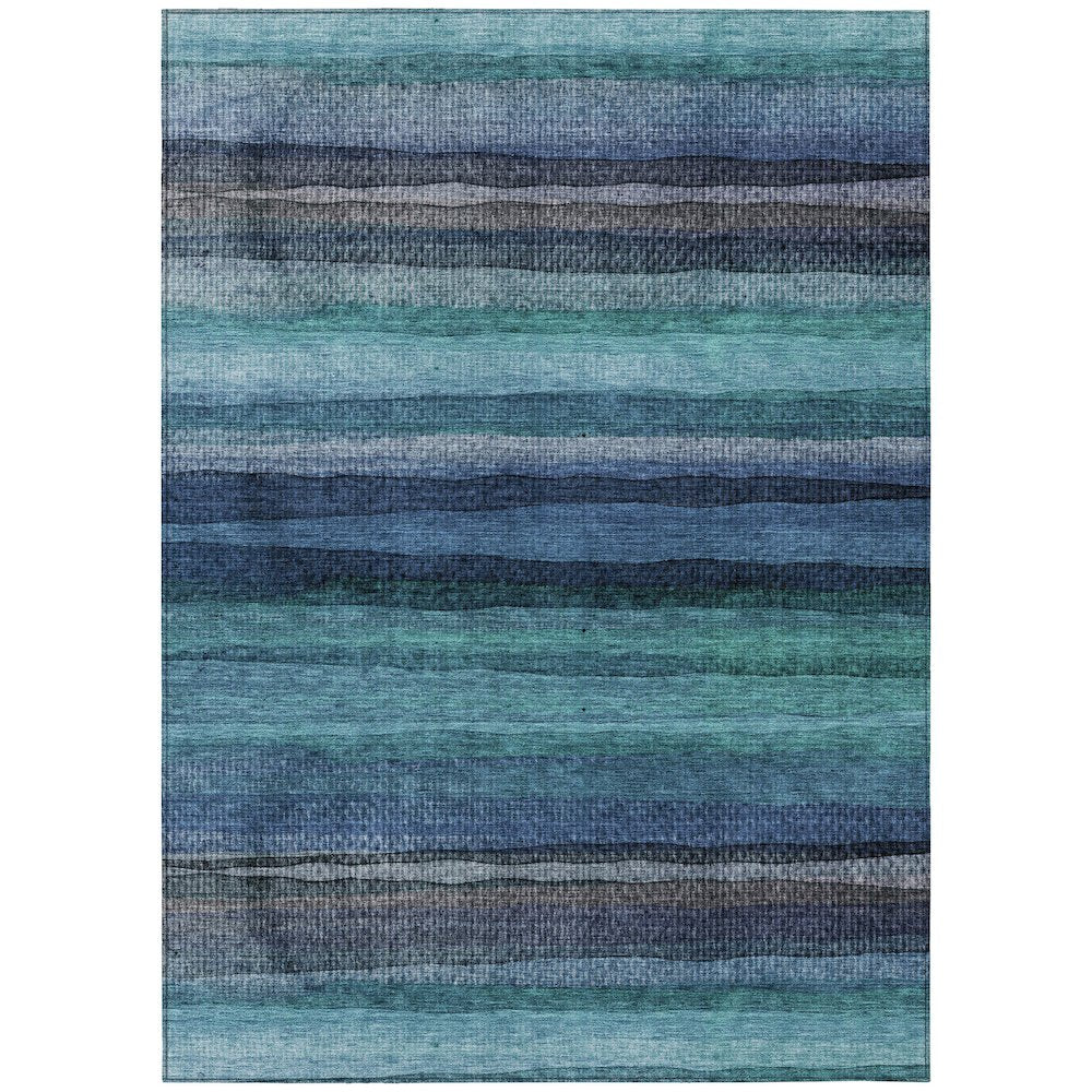 Machine Washable Indoor/Outdoor Chantille ACN2093 Teal 9' x 12' Rug