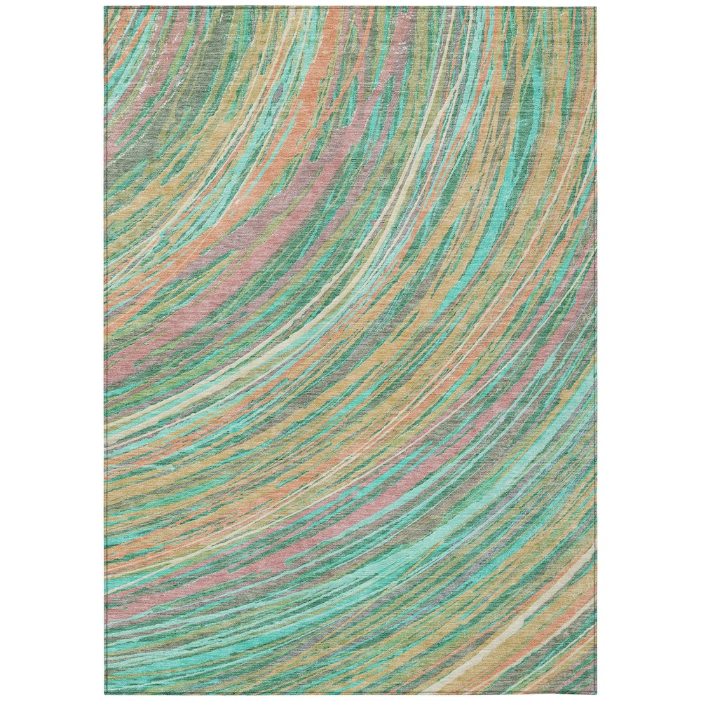 Machine Washable Indoor/Outdoor Chantille ACN2094 Teal 9' x 12' Rug