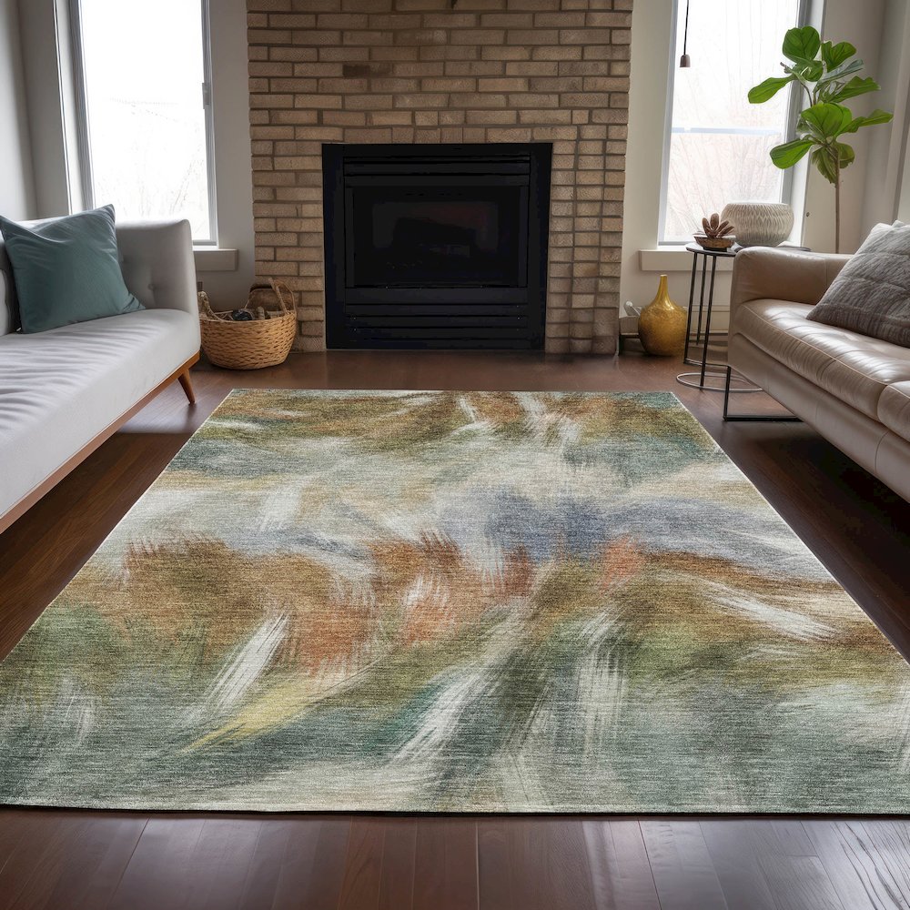 Machine Washable Indoor/Outdoor Chantille ACN2096 Beige 9' x 12' Rug
