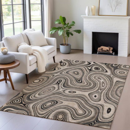 Machine Washable Indoor/Outdoor Chantille ACN2097 Beige 9' x 12' Rug