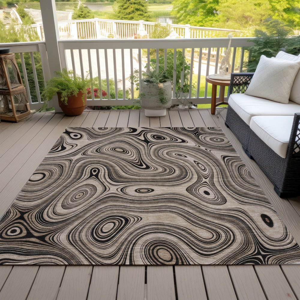 Machine Washable Indoor/Outdoor Chantille ACN2097 Beige 9' x 12' Rug