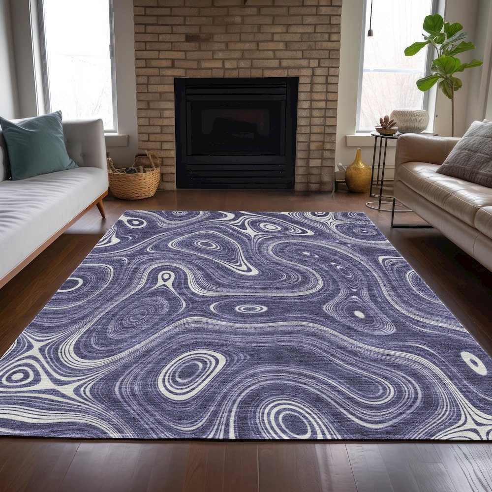 Machine Washable Indoor/Outdoor Chantille ACN2097 Plum 9' x 12' Rug
