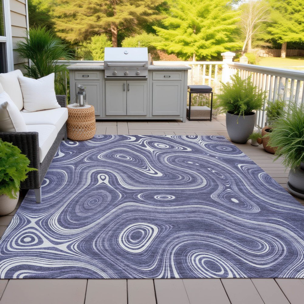 Machine Washable Indoor/Outdoor Chantille ACN2097 Plum 9' x 12' Rug