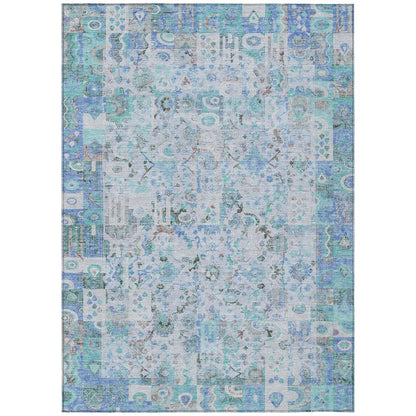 Machine Washable Indoor/Outdoor Chantille ACN2099 Blue 9' x 12' Rug