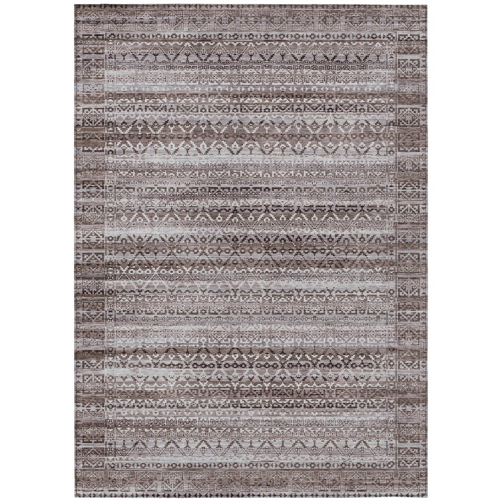 Machine Washable Indoor/Outdoor Chantille ACN2101 Brown 9' x 12' Rug
