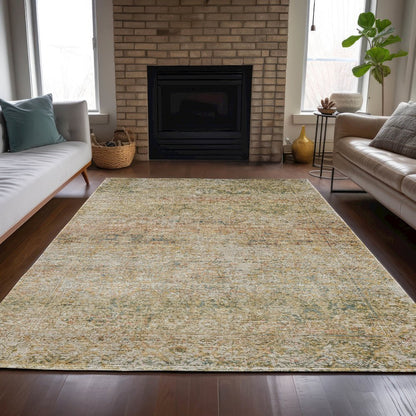 Machine Washable Indoor/Outdoor Chantille ACN2103 Gold 9' x 12' Rug