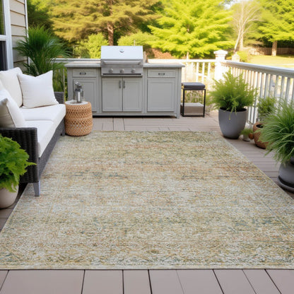 Machine Washable Indoor/Outdoor Chantille ACN2103 Gold 9' x 12' Rug