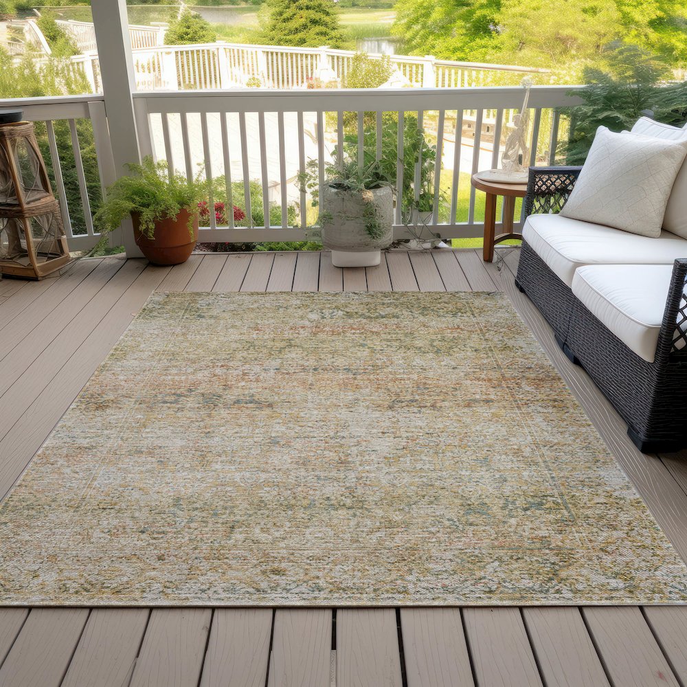 Machine Washable Indoor/Outdoor Chantille ACN2103 Gold 9' x 12' Rug