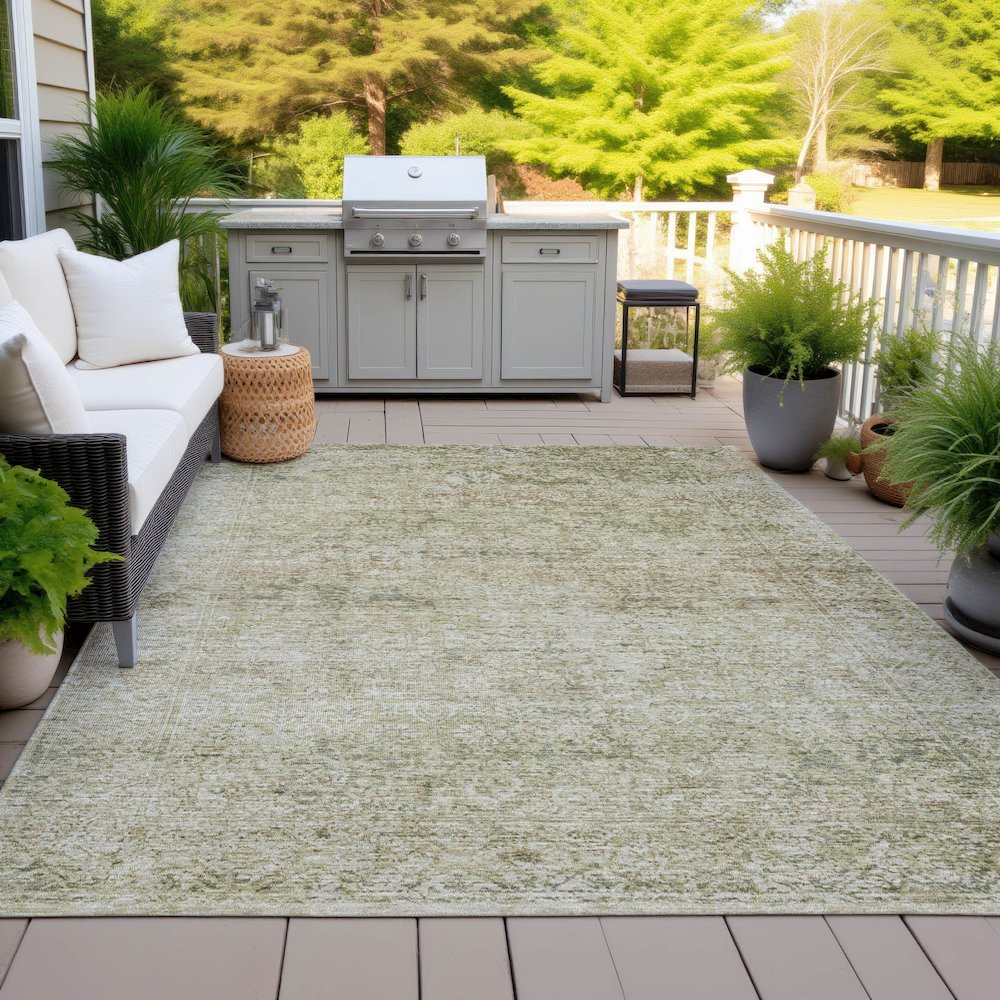 Machine Washable Indoor/Outdoor Chantille ACN2103 Sage 9' x 12' Rug