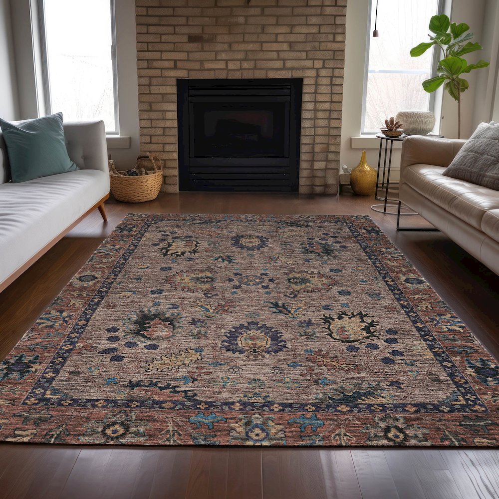 Machine Washable Indoor/Outdoor Chantille ACN2104 Mocha 9' x 12' Rug