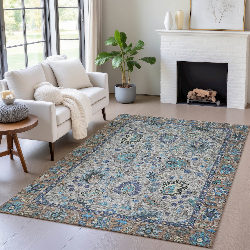 Machine Washable Indoor/Outdoor Chantille ACN2104 Pewter 9' x 12' Rug