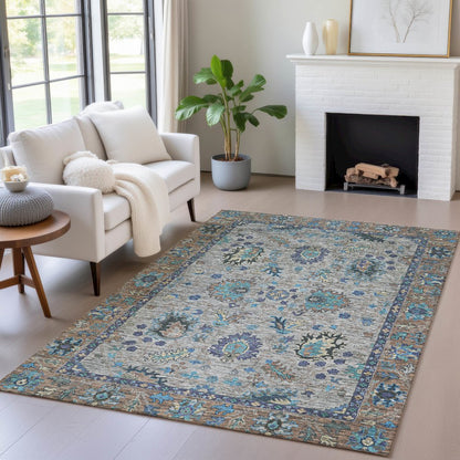 Machine Washable Indoor/Outdoor Chantille ACN2104 Pewter 9' x 12' Rug