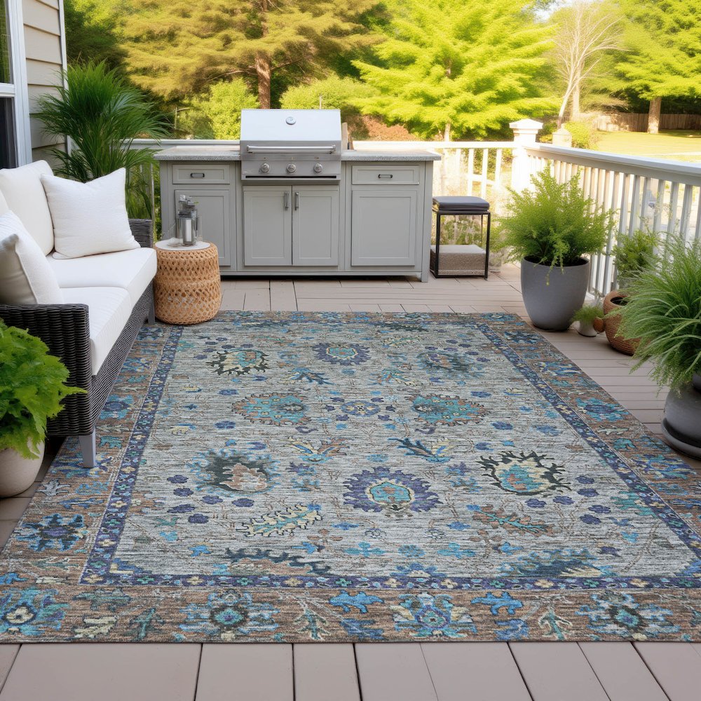 Machine Washable Indoor/Outdoor Chantille ACN2104 Pewter 9' x 12' Rug