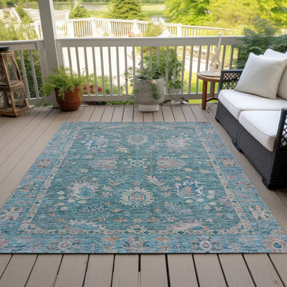 Machine Washable Indoor/Outdoor Chantille ACN2104 Teal 9' x 12' Rug