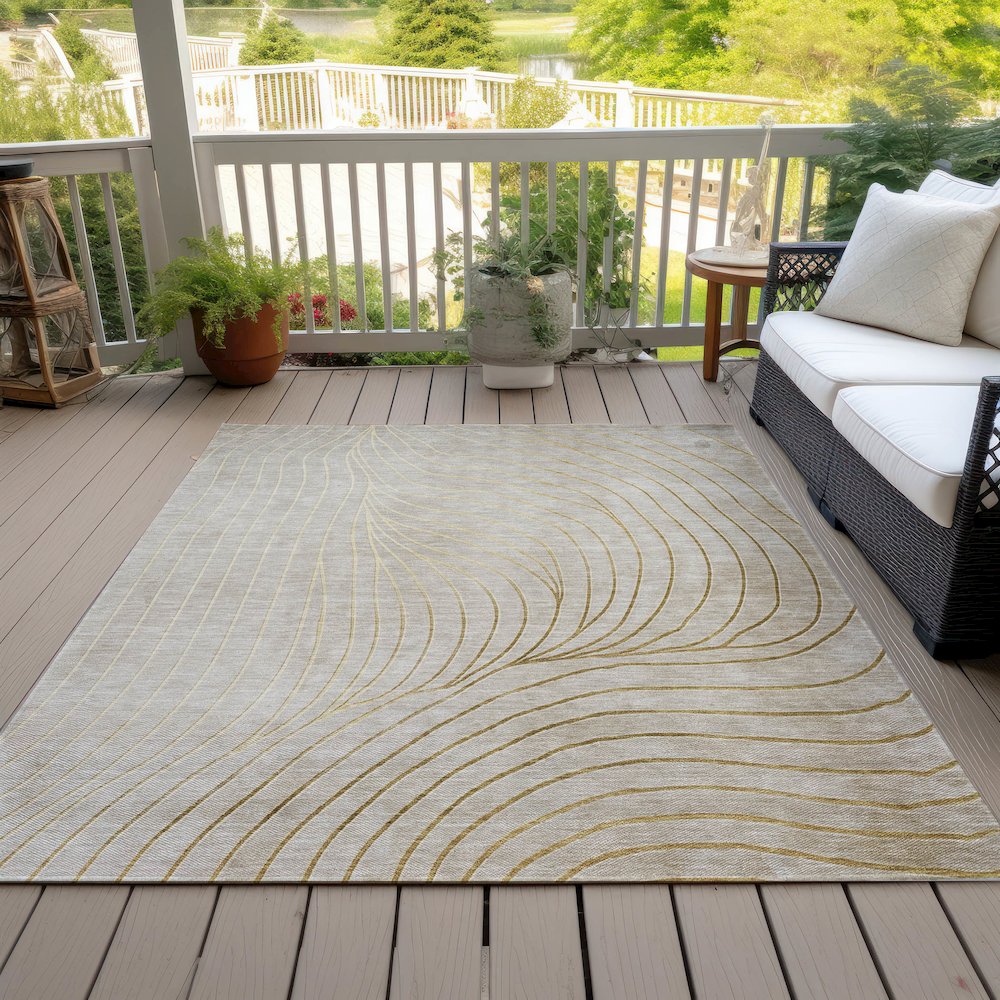 Machine Washable Indoor/Outdoor Chantille ACN2107 Beige 9' x 12' Rug