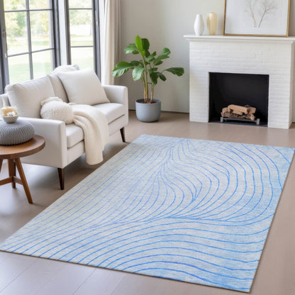 Machine Washable Indoor/Outdoor Chantille ACN2107 Blue 9' x 12' Rug