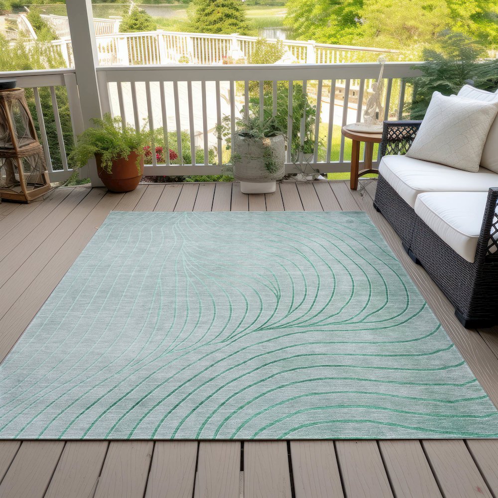 Machine Washable Indoor/Outdoor Chantille ACN2107 Mint 9' x 12' Rug