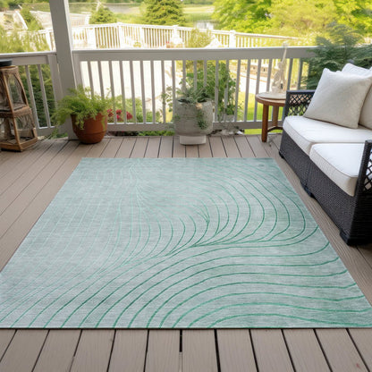 Machine Washable Indoor/Outdoor Chantille ACN2107 Mint 9' x 12' Rug
