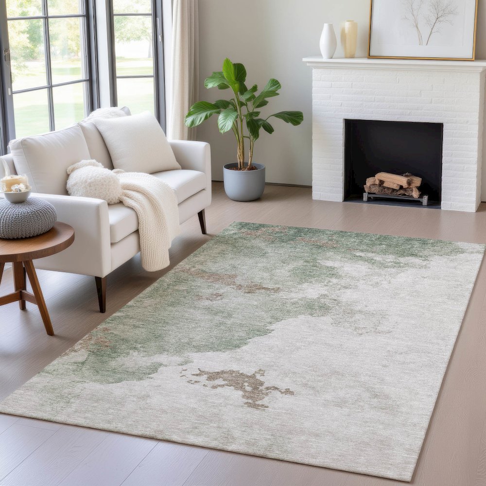 Machine Washable Indoor/Outdoor Chantille ACN2108 Aloe 9' x 12' Rug